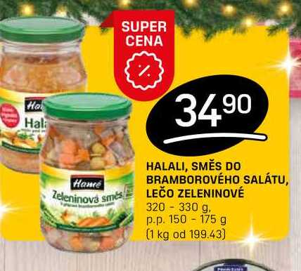 HALALI SMĚS DO BRAMBOROVÉHO SALÁTU, LEČO ZELENINOVÉ 320- 330 g, p.p. 150-175 g