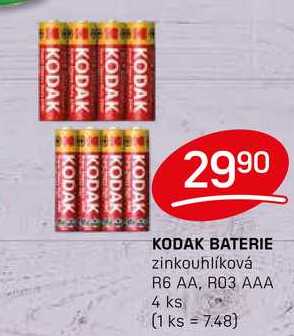 KODAK BATERIE zinkouhlíková R6 AA, R03 AAA 4 ks 