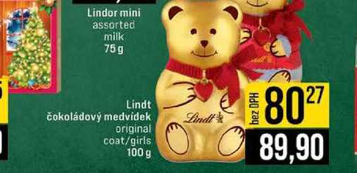 Lindt čokoládový medvidek original coat/girls 100 g 