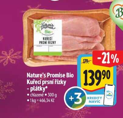  Nature's Promise Bio Kuřecí prsní řízky - plátky 300 g