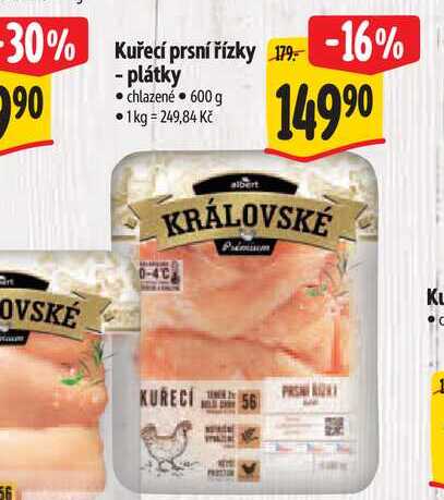 Kuřecí prsní řízky - plátky 600 g