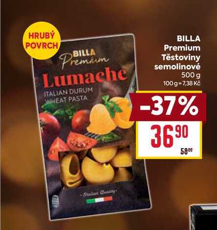 BILLA Premium Těstoviny semolinové 500 g