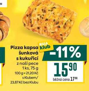 Pizza kapsa šunková s kukuřicí z naší pece 1ks, 75 g 