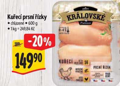 Kuřecí prsní řízky, 600 g  