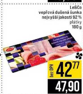 Le&Co vepřová dušená šunka nejvyšší jakosti 92% plátky 180 g