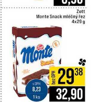 Zott Monte Snack mléčný řez 4x29 g 