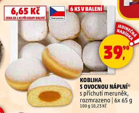 KOBLIHA S OVOCNOU NÁPLNÍ, 6x 65 g