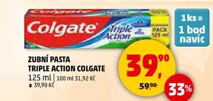 ZUBNÍ PASTA TRIPLE ACTION COLGATE, 125 ml 