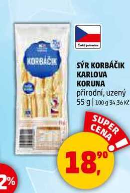 SÝR KORBÁČIK KARLOVA KORUNA, 55 g 