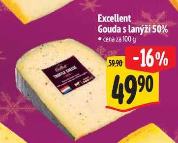 Excellent Gouda s lanýži 50%, cena za 100 g