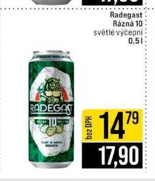 Radegast Rázná 10 světlé výčepní 0,5l