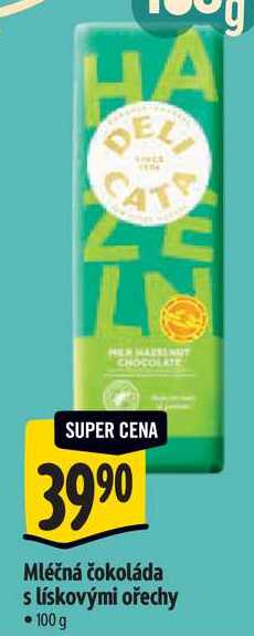 Mléčná čokoláda s lískovými ořechy, 100 g  