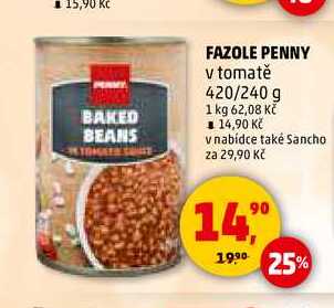 FAZOLE PENNY v tomatě, 420 g
