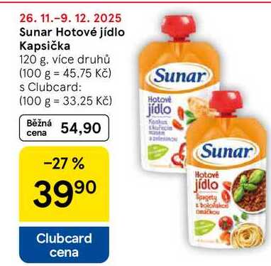 Sunar Hotové jídlo Kapsička, 120 g 