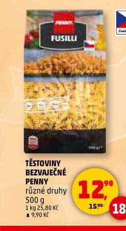TĚSTOVINY BEZVAJEČNÉ PENNY, 500 g