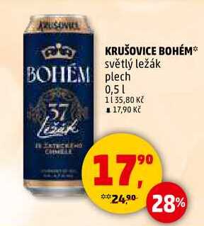 KRUŠOVICE BOHÉM světlý ležák plech, 0,5 l