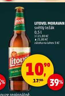 LITOVEL MORAVAN světlý ležák, 0,5 l