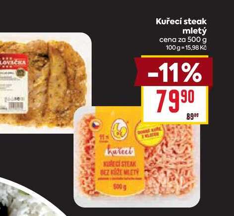 Kuřecí steak mletý cena za 500 g 