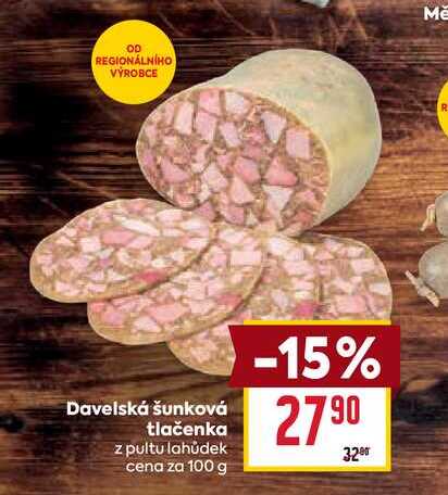 Davelská šunková tlačenka z pultu lahůdek cena za 100g