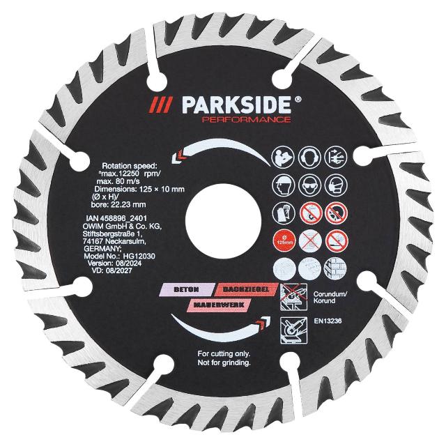 PARKSIDE Diamantový řezný kotouč na beton, zdivo a dlaždice