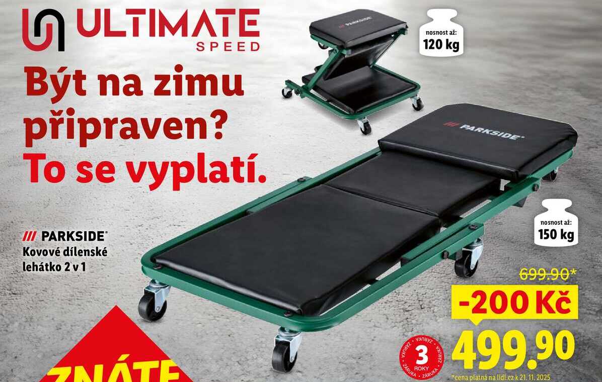 Kovové dílenské lehátko 2 v 1