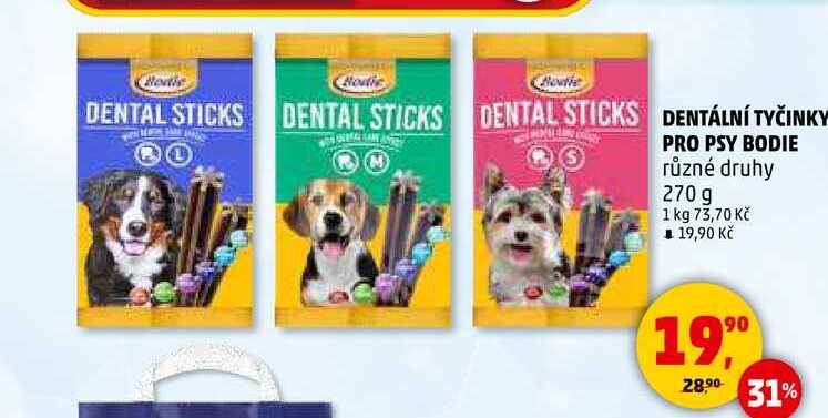 DENTÁLNÍ TYČINKY PRO PSY BODIE, 270 g 