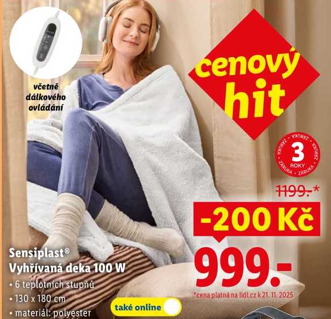Sensiplast Vyhřívaná deka 100 W 