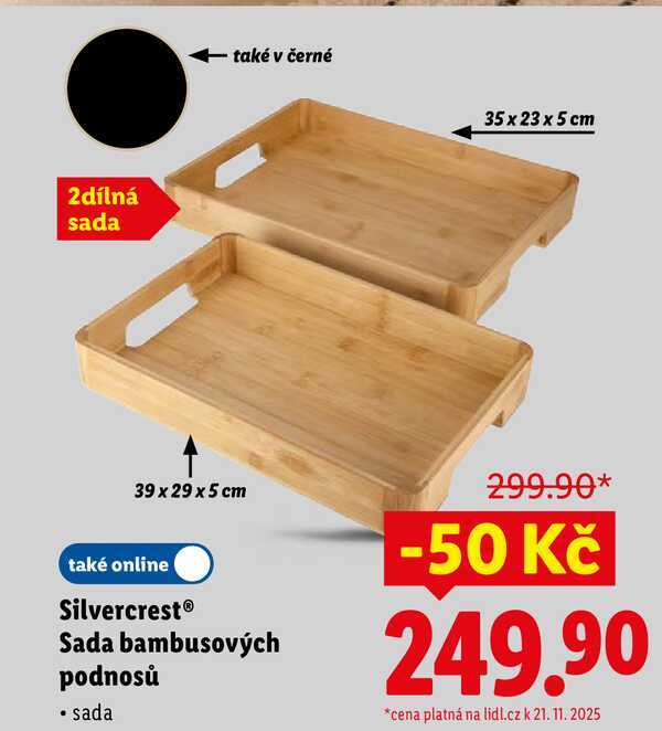 Silvercrest Sada bambusových podnosů