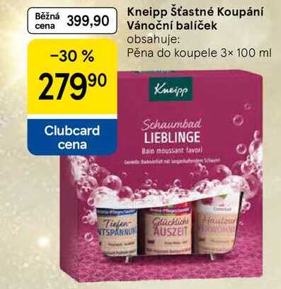 Kneipp Šťastné Koupání Vánoční balíček obsahuje: Pěna do koupele 3× 100 ml