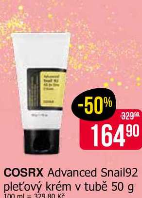 COSRX Advanced Snail92 pleťový krém v tubě 50 g