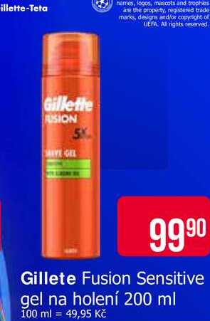 Gillete Fusion Sensitive gel na holení 200 ml 