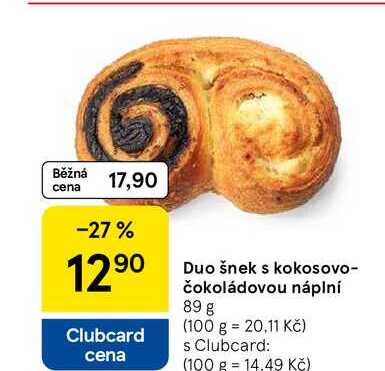 Duo šnek s kokosovo- čokoládovou náplní, 89 g  