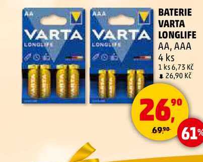 BATERIE VARTA LONGLIFE АА, ААА, 4 ks 