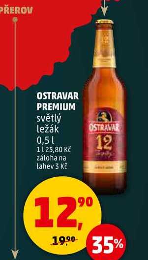 OSTRAVAR PREMIUM světlý ležák, 0,5 l