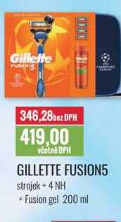 GILLETTE FUSION5 strojek + 4 NH + Fusion gel 200 ml