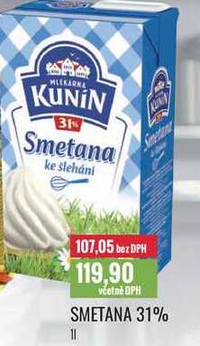 SMETANA 31% 1l v akci