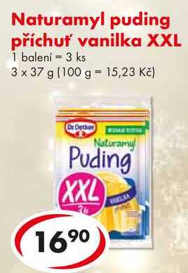 Naturamyl puding příchuť vanilka XXL, 3x 37 g