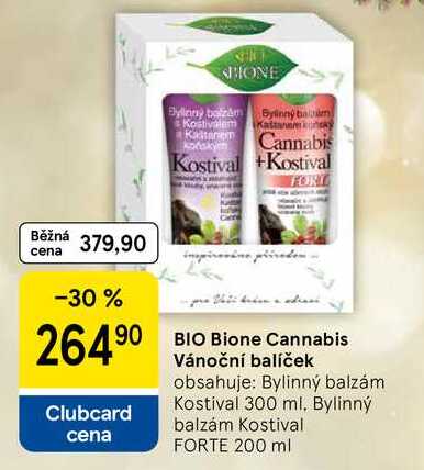 BIO Bione Cannabis Vánoční balíček, obsahuje: Bylinný balzám Kostival 300 ml. Bylinný balzám Kostival FORTE 200 ml 