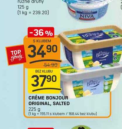 CRÉME BONJOUR ORIGINAL, SALTED 225 g