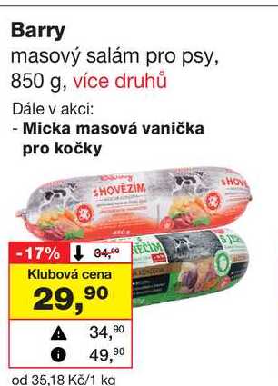 Barry masový salám pro psy, 850 g