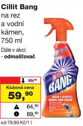 Cillit Bang na rez a vodní kámen, 750 ml