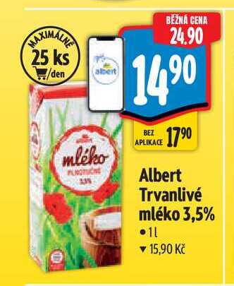 Albert Trvanlivé mléko 3,5 % 1 l