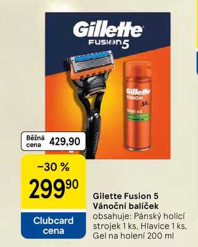 Gilette Fusion 5 Vánoční balíček obsahuje: Pánský holicí strojek 1 ks. Hlavice 1 ks. Gel na holení 200 ml