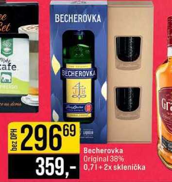 Becherovka Original 38% 0,7l+2x sklenička
