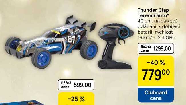 Thunder Clap Terénní auto, 40 cm, na dálkové ovládání, s dobíjecí baterií, rychlost 16 km/h, 2.4 GHz 