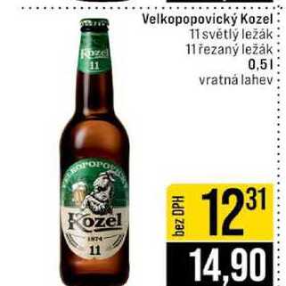 Velkopopovický Kozel 11 světlý ležák 11 řezaný ležák 0,5l