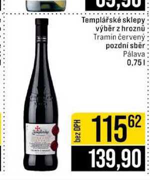 Templářské sklepy výběr z hroznů Tramín červený pozdní sběr Pálava 0,75l