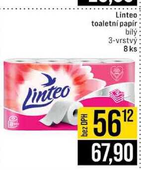 Linteo toaletní papír bílý 3-vrstvý 8 ks