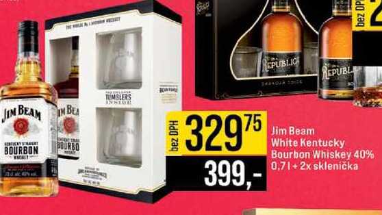 Jim Beam White Kentucky Bourbon Whiskey 40% 0,7l+2x sklenička 