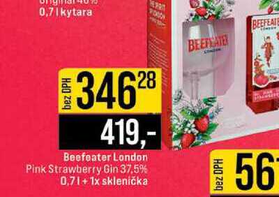 Beefeater London Pink Strawberry Gin 37.5% 0,7l + 1x sklenička